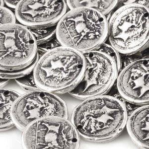 Casting-20mm Coin Pendant-Antique Silver