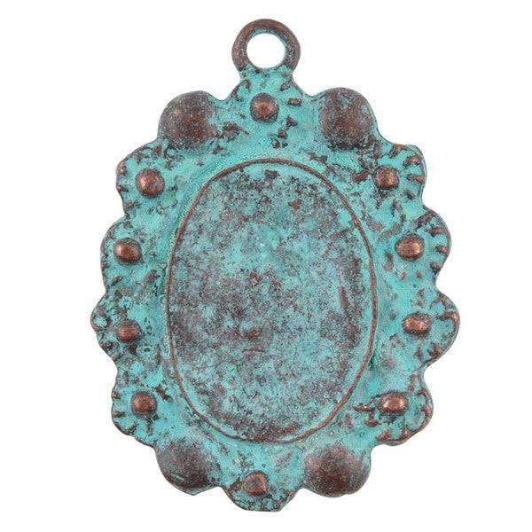 Castings-25x34mm Floral Bezel-Green Patina