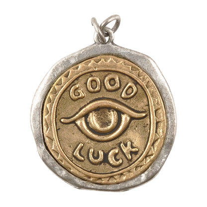 Casting Pendants-28mm Good Luck Eye-Silver Over Gold-Quantity 1