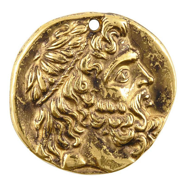 Casting-28x30mm Large Coin Pendant-Antique Gold
