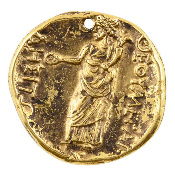 Casting-28x30mm Large Coin Pendant-Antique Gold