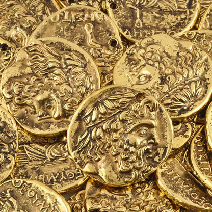 Casting-28x30mm Large Coin Pendant-Antique Gold