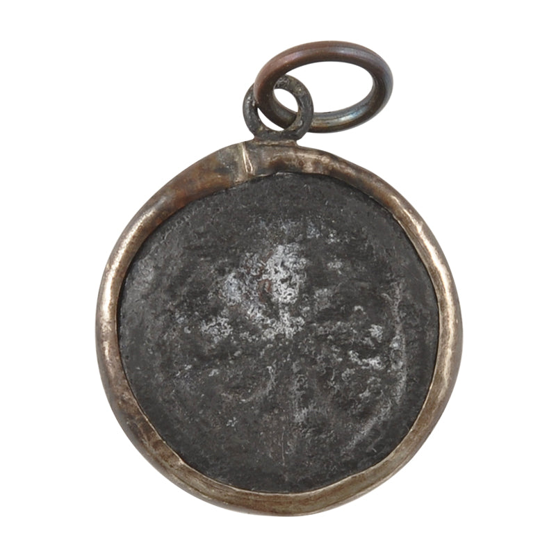 Casting Pendants-Brass-21mm Dharma Wheel-Metal Frame-Old Patina-Thailand-Quantity 1