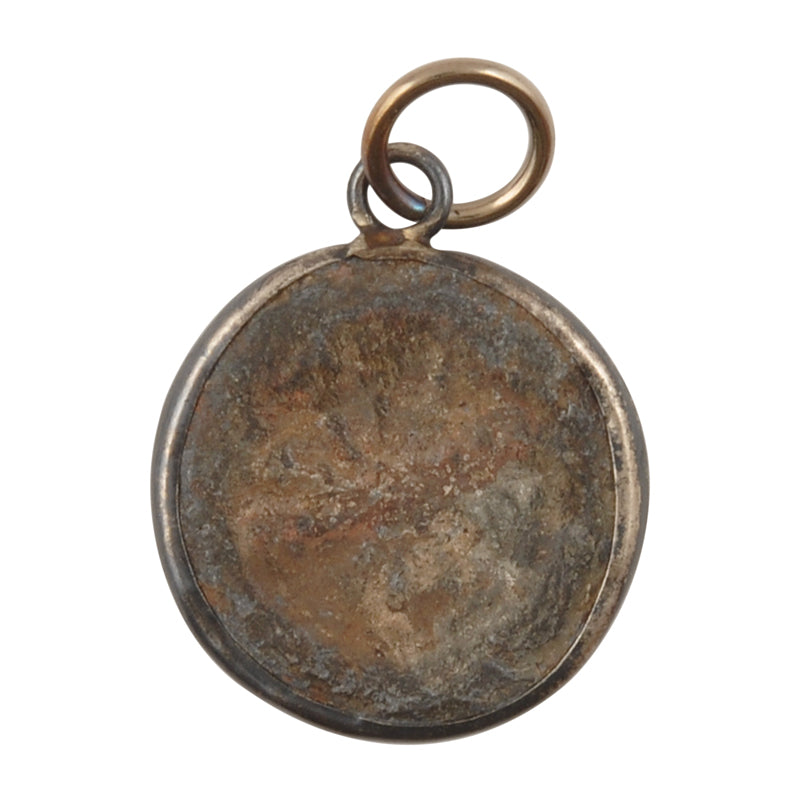 Casting Pendants-Brass-21mm Dharma Wheel-Metal Frame-Old Patina-Thailand-Quantity 1