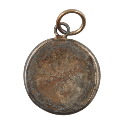 Casting Pendants-Brass-21mm Dharma Wheel-Metal Frame-Old Patina-Thailand-Quantity 1