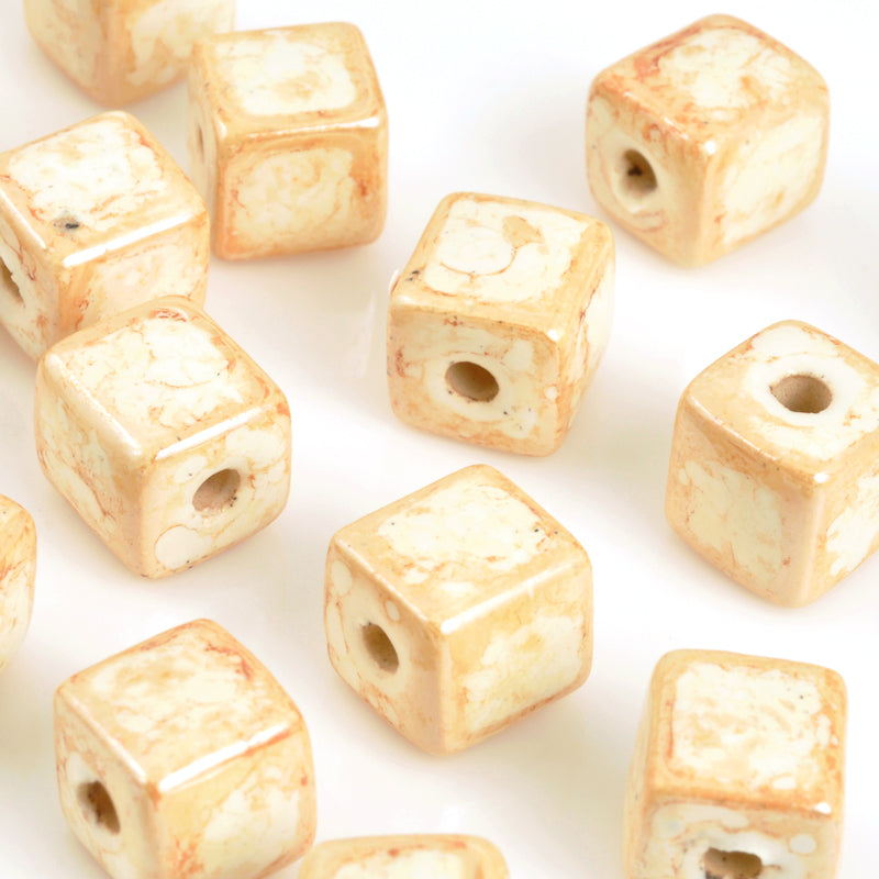 Ceramic Beads-10mm Cube-Arancio-Quantity 1