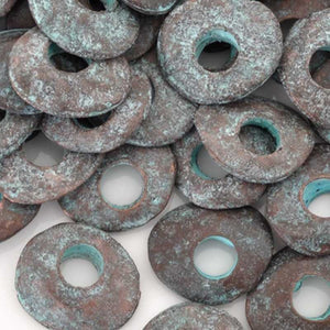 Ceramic Beads-10mm Donut-Green Patina