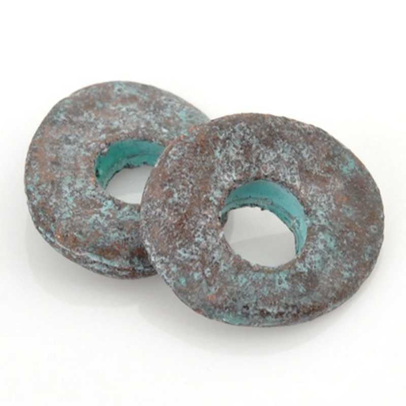 Ceramic Beads-10mm Donut-Green Patina