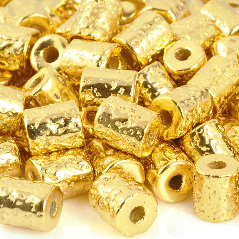 Ceramic Beads-10x9mm Coarse Round Tube-Gold