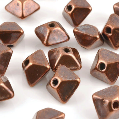 Ceramic Beads-11mm Octahedron-Antique Copper