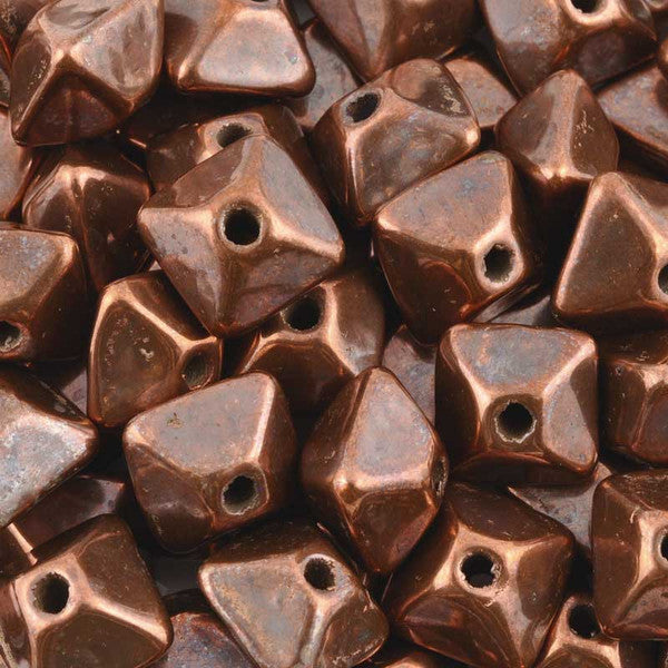 Ceramic Beads-11mm Octahedron-Antique Copper