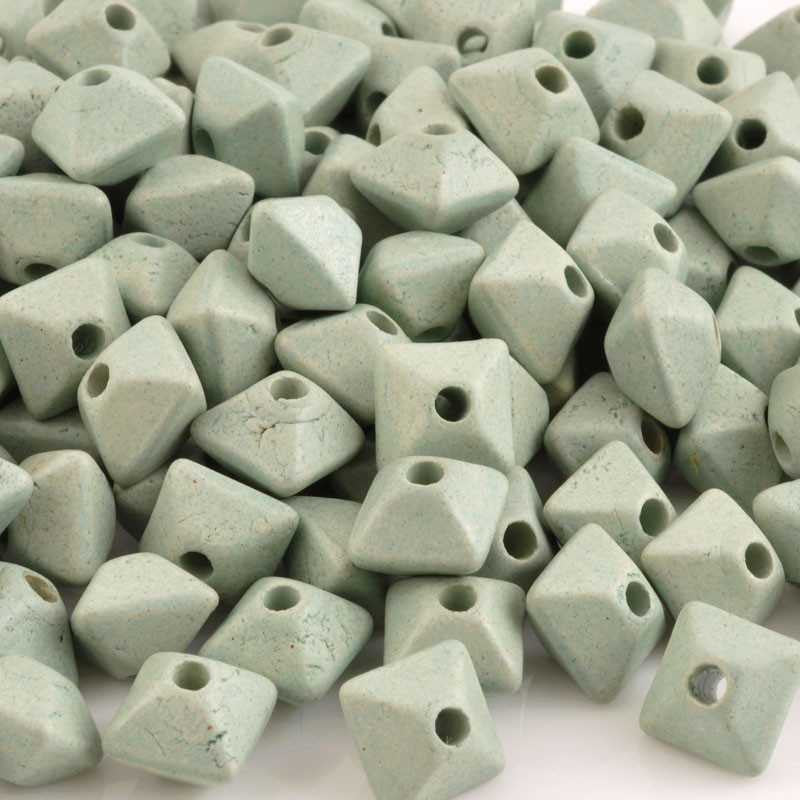 Ceramic Beads-11mm Octahedron-Celadon-Quantity 3