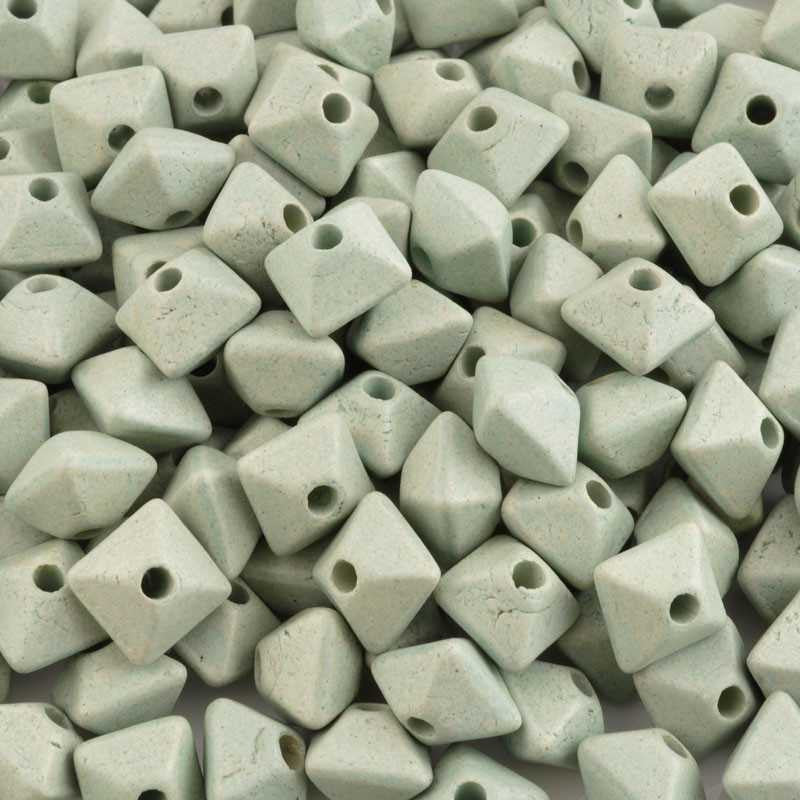 Ceramic Beads-11mm Octahedron-Celadon-Quantity 3