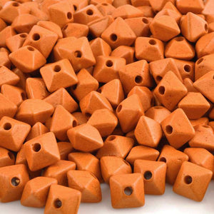 Ceramic Beads-11mm Octahedron-Tangerine-Quantity 3