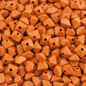 Ceramic Beads-11mm Octahedron-Tangerine-Quantity 3