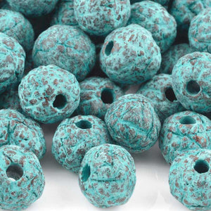 Ceramic Beads-12mm Coarse Round-Green Patina
