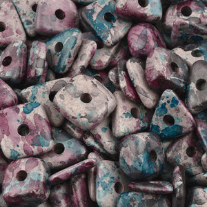 Ceramic Beads-13mm Abstract-Blue Violet Splash-Quantity 5