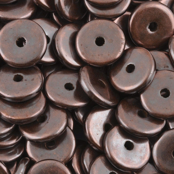 Ceramic Beads-13mm Round Disc-Antique Copper