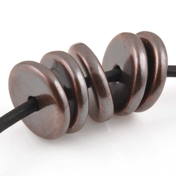 Ceramic Beads-13mm Round Disc-Antique Copper