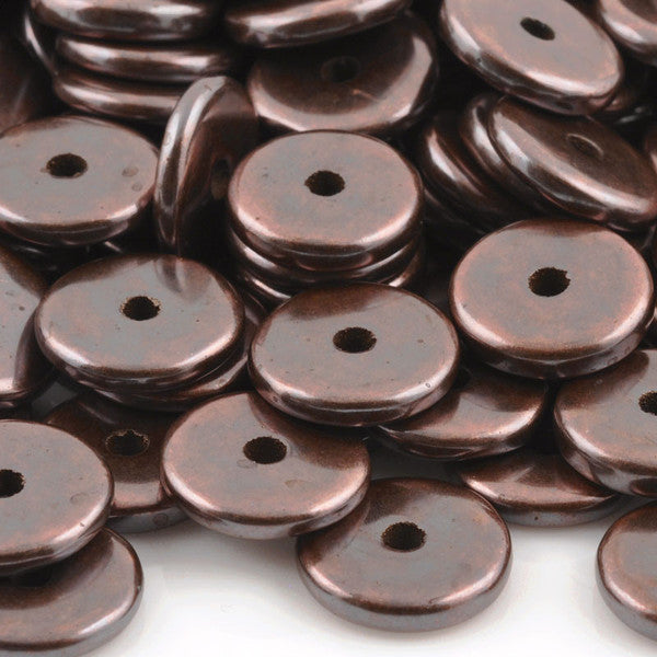 Ceramic Beads-13mm Round Disc-Antique Copper