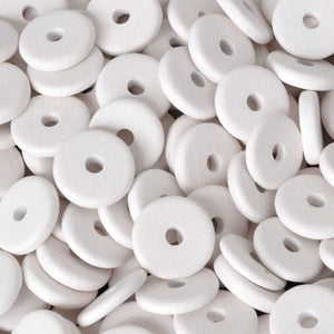 Ceramic Beads-13mm Round Disc-White