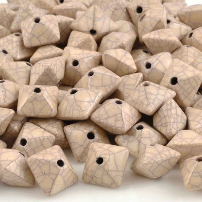 Ceramic Beads-15mm Octahedron-Antique Dust-Quantity 2