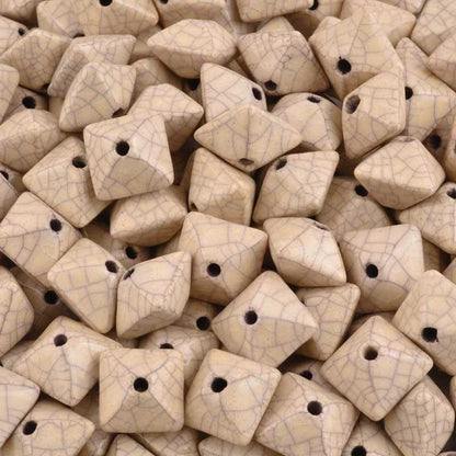 Ceramic Beads-15mm Octahedron-Antique Dust-Quantity 2