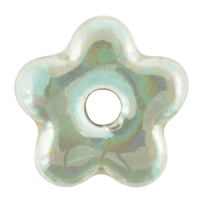 Ceramic Beads-16mm Flat Flower-Sea Glass-Quantity 1