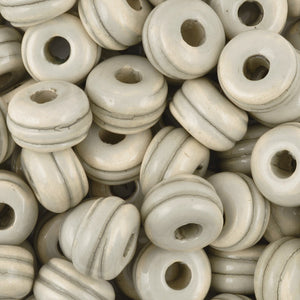 Ceramic Beads-17mm Rondelle Bead With Grooves-Taupe Sage Enamel