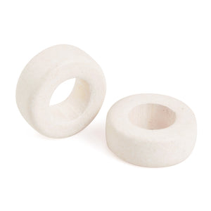 Ceramic Beads-21mm Rounded Tube-Large Hole-White-Quantity 1