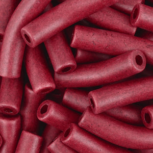 Ceramic Beads-27x6mm Curved Tube-Bordeaux