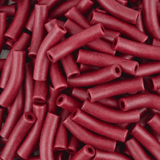 Ceramic Beads-27x6mm Curved Tube-Bordeaux-Quantity 1