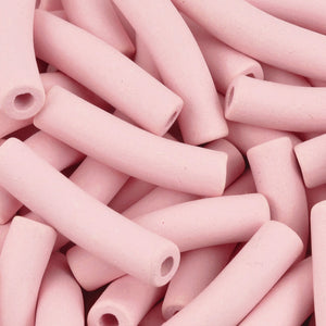 Ceramic Beads-27x6mm Curved Tube-Rose Water