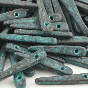 Ceramic Beads Wholesale-31mm Dagger-Green Patina-Quantity 25