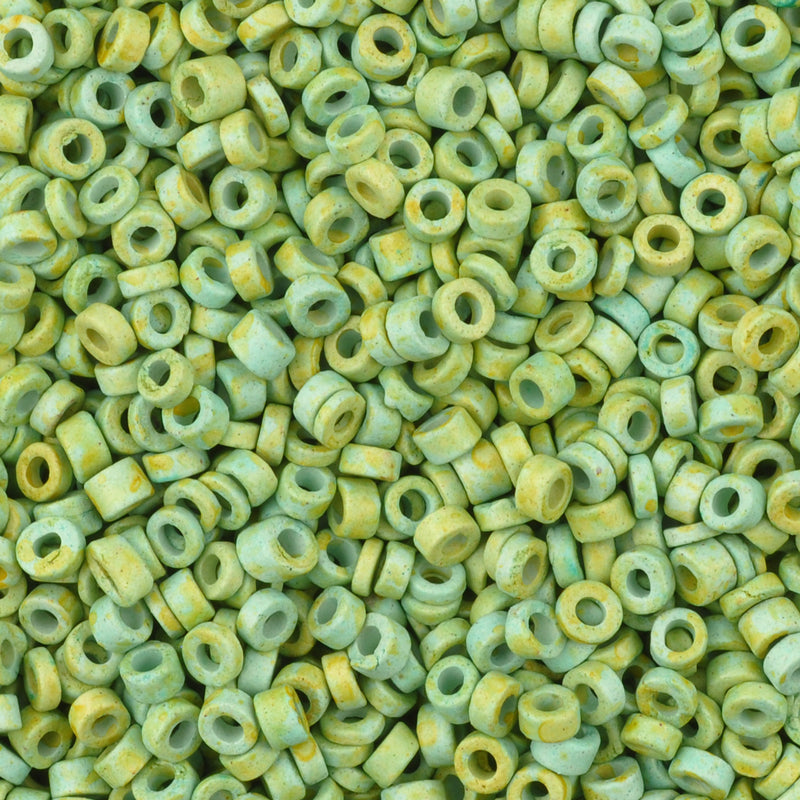 Ceramic Beads-3mm Tube-Green Apple-5 Grams