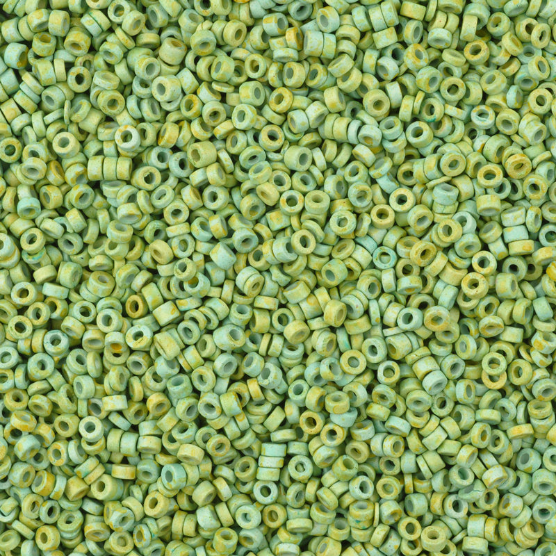 Ceramic Beads-3mm Tube-Green Apple-5 Grams