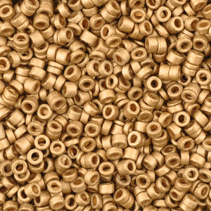 Ceramic Beads-3mm Tube-Matte Metallic Gold-5 Grams