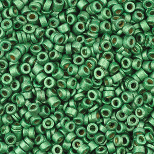Ceramic Beads-3mm Tube-Matte Metallic Green-5 Grams