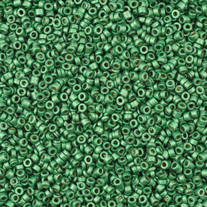 Ceramic Beads-3mm Tube-Matte Metallic Green-5 Grams
