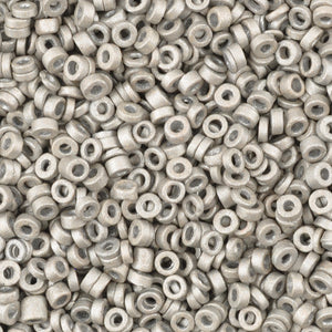 Ceramic Beads-3mm Tube-Matte Metallic Silver-5 Grams