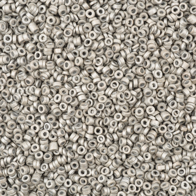 Ceramic Beads-3mm Tube-Matte Metallic Silver-5 Grams