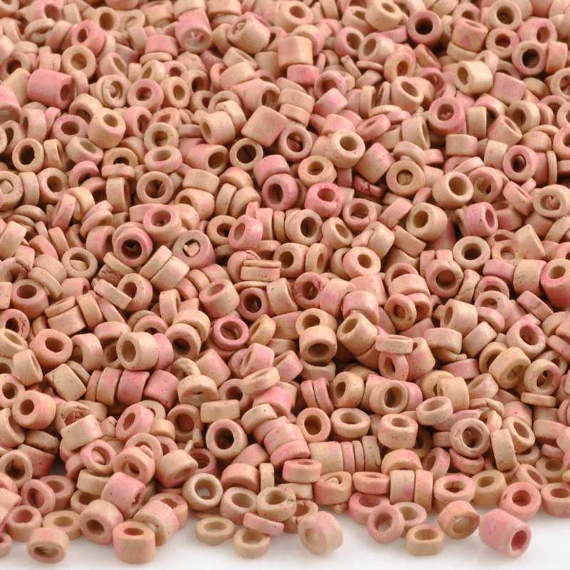 Ceramic Beads-3mm Tube-Natural Pink-5 Grams