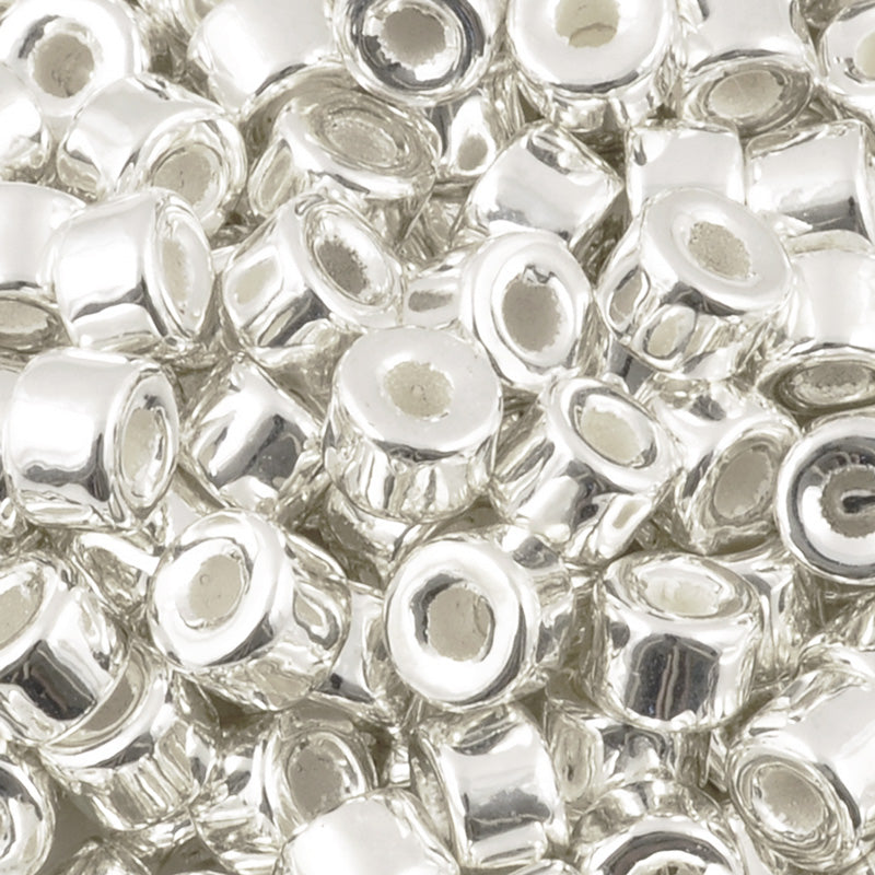 Ceramic Beads-4x6mm Tube-Silver