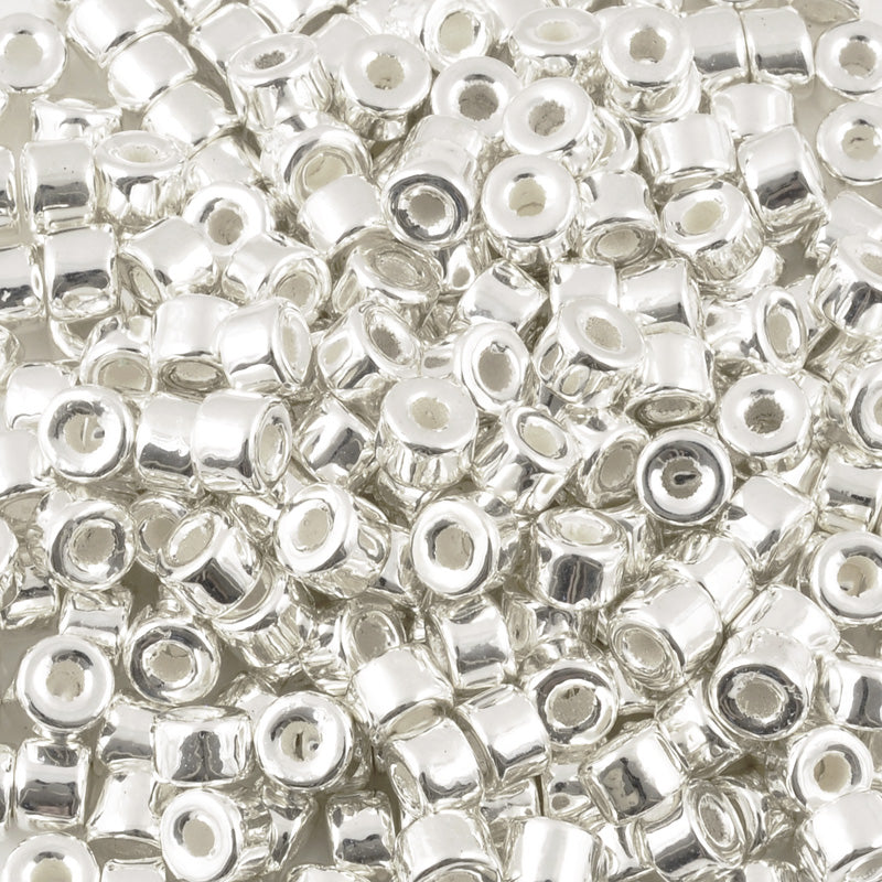 Ceramic Beads-4x6mm Tube-Silver