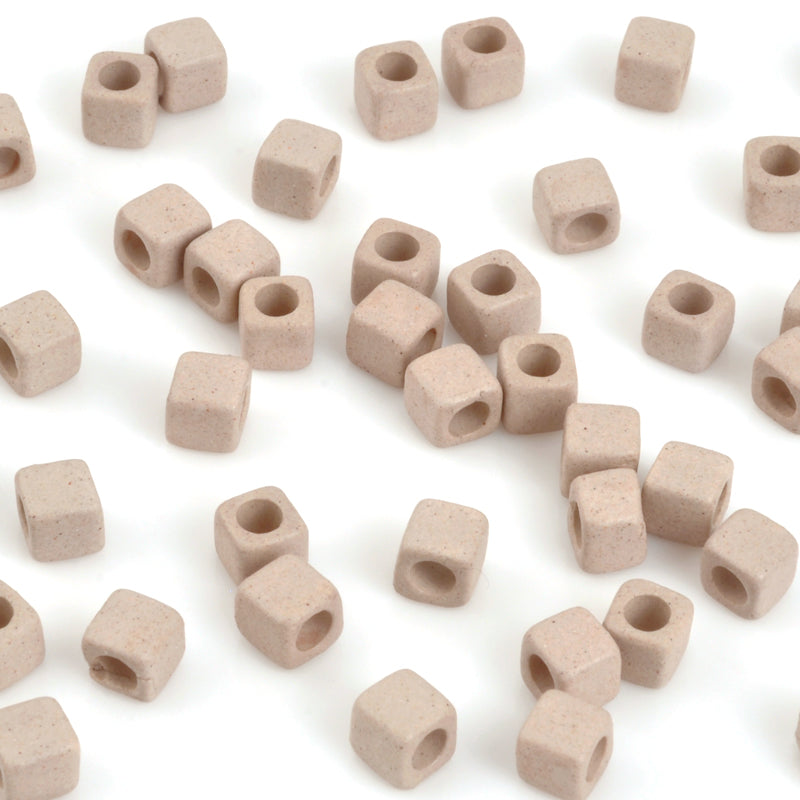 Ceramic Beads Wholesale-5mm Cube-Dove Grey