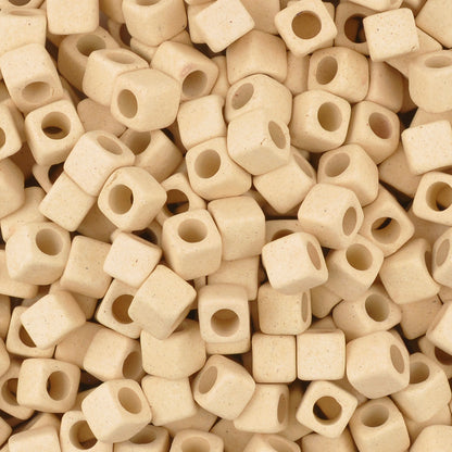Ceramic Beads-5mm Cube-Stone White-Quantity 10