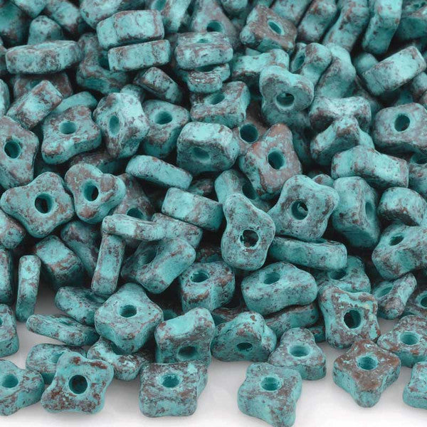 Ceramic Beads-5mm Puzzled-Green Patina
