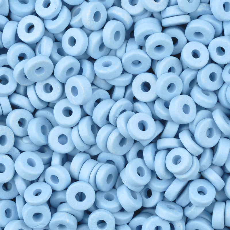 Ceramic Beads - 6mm Round Disc - Arctic Blue -Tamara Scott Designs