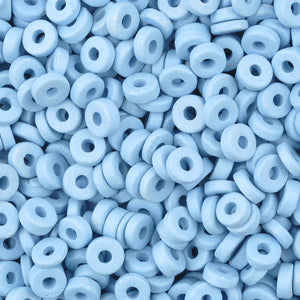 Ceramic Beads-6mm Round Disc-Arctic Blue-Quantity 50