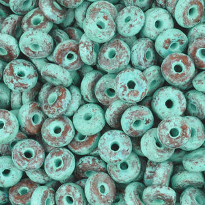 Ceramic Beads-6mm Round Disc-Green Patina